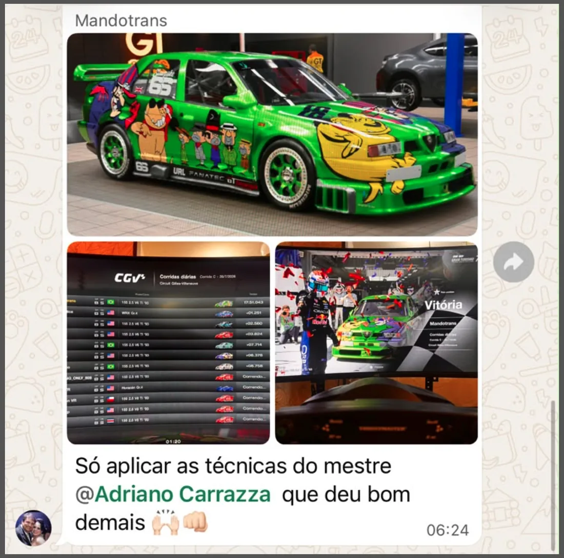 Aluno comemora vitória em corrida diária aplicando as técnicas do curso