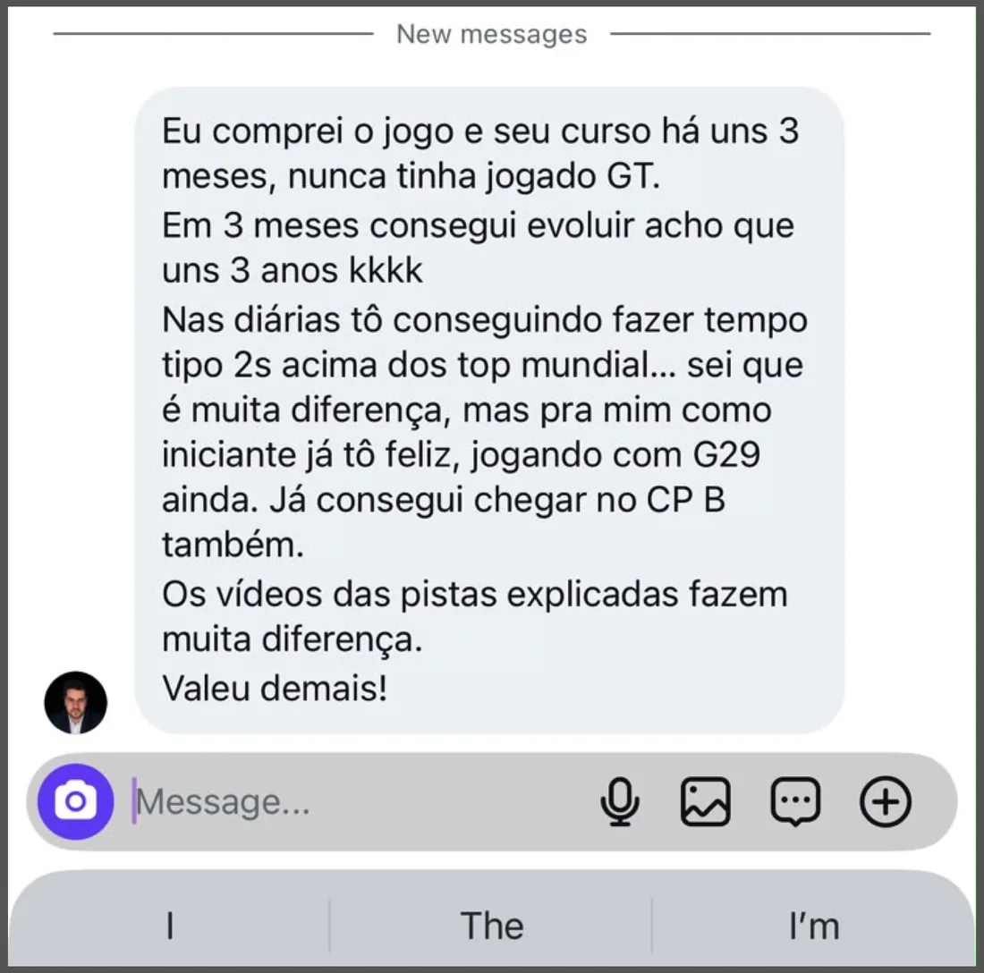 Aluno que nunca tinha jogado Gran Turismo conta que evoluiu em três meses