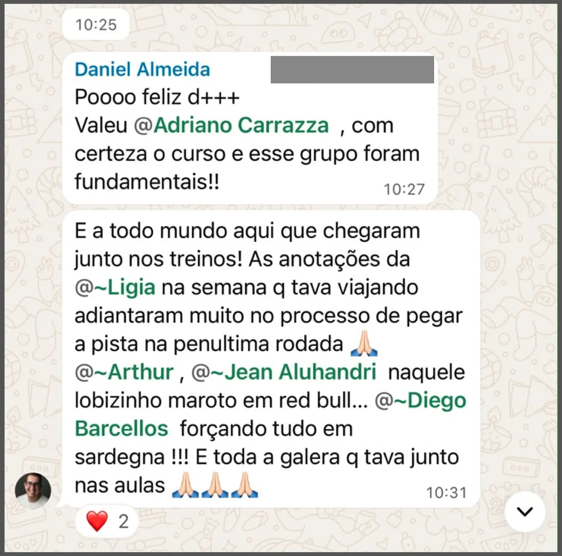 Aluno diz que o curso e o grupo de alunos foram fundamentais