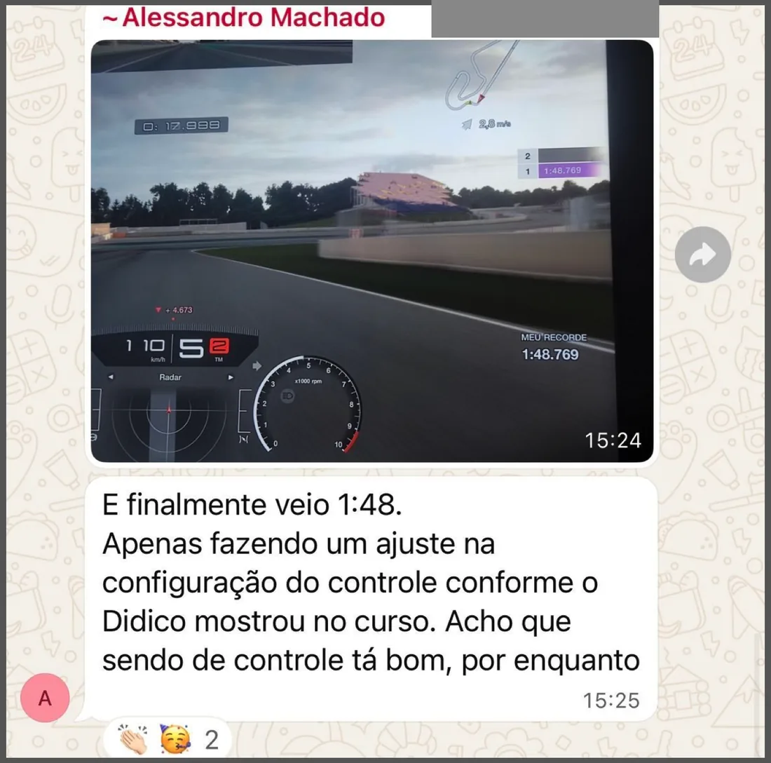 Aluno faz 1:48 apenas ajustando a configuração do controle